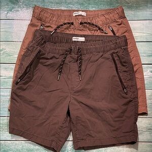 Sonoma Comfort Zone Men's Dark and Light Brown Athletic Shorts. Two Pairs